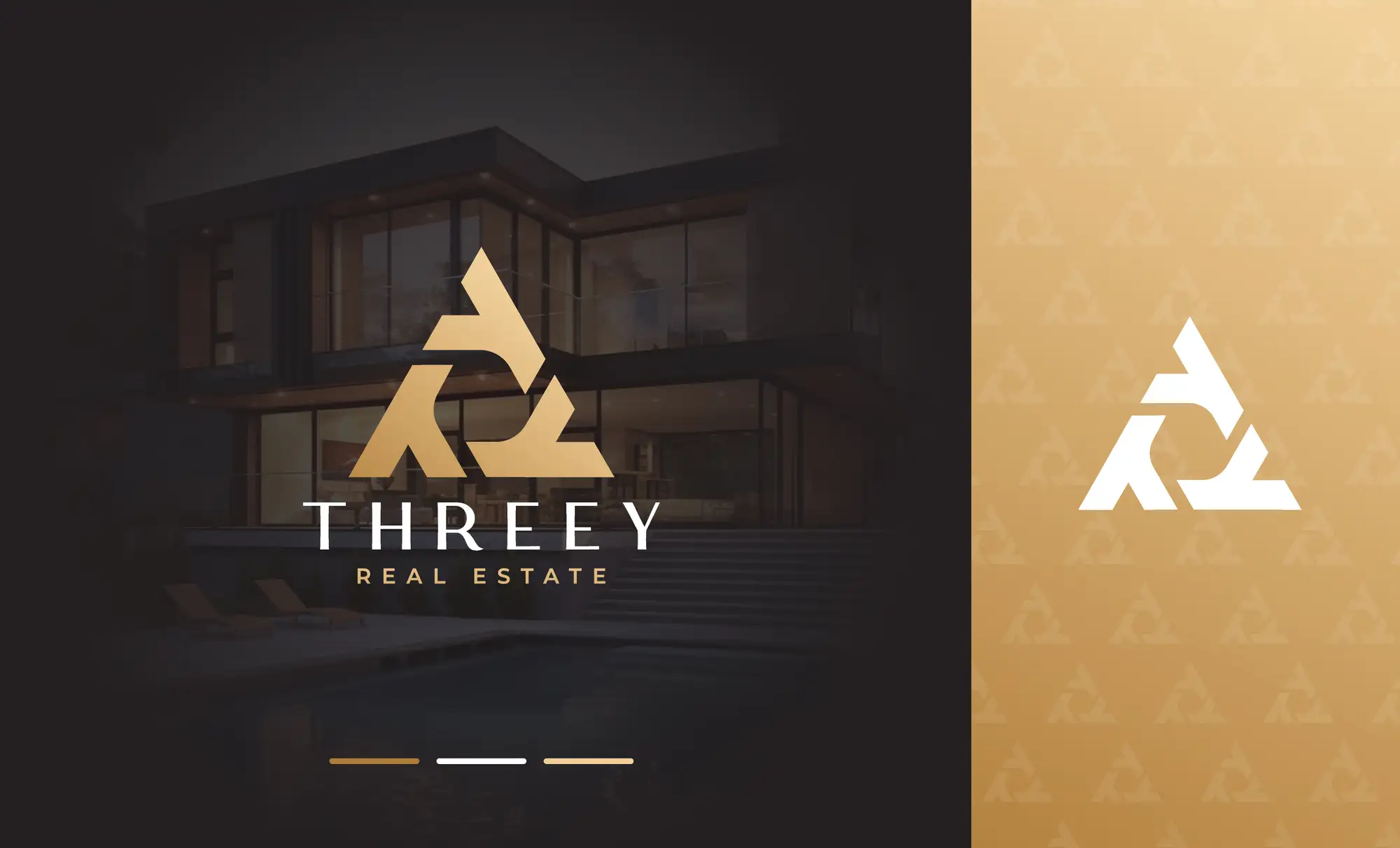 A clean, modern real estate agent logo designed by FRPROTECH — a restrained wordmark and monogram in a premium palette, an example of logo design for real estate agents that stays legible on signage, business cards and social avatars in 2026