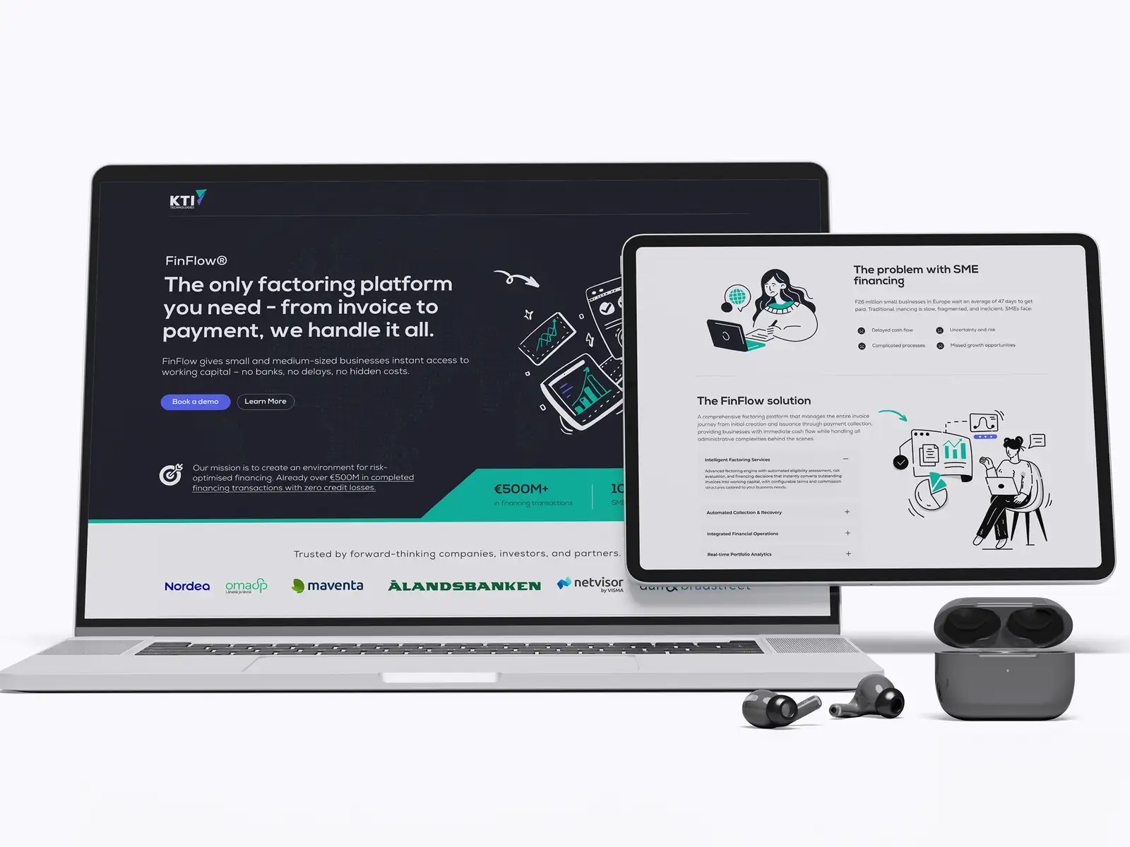 FRPROTECH UI and UX design work for the Finflow fintech web application