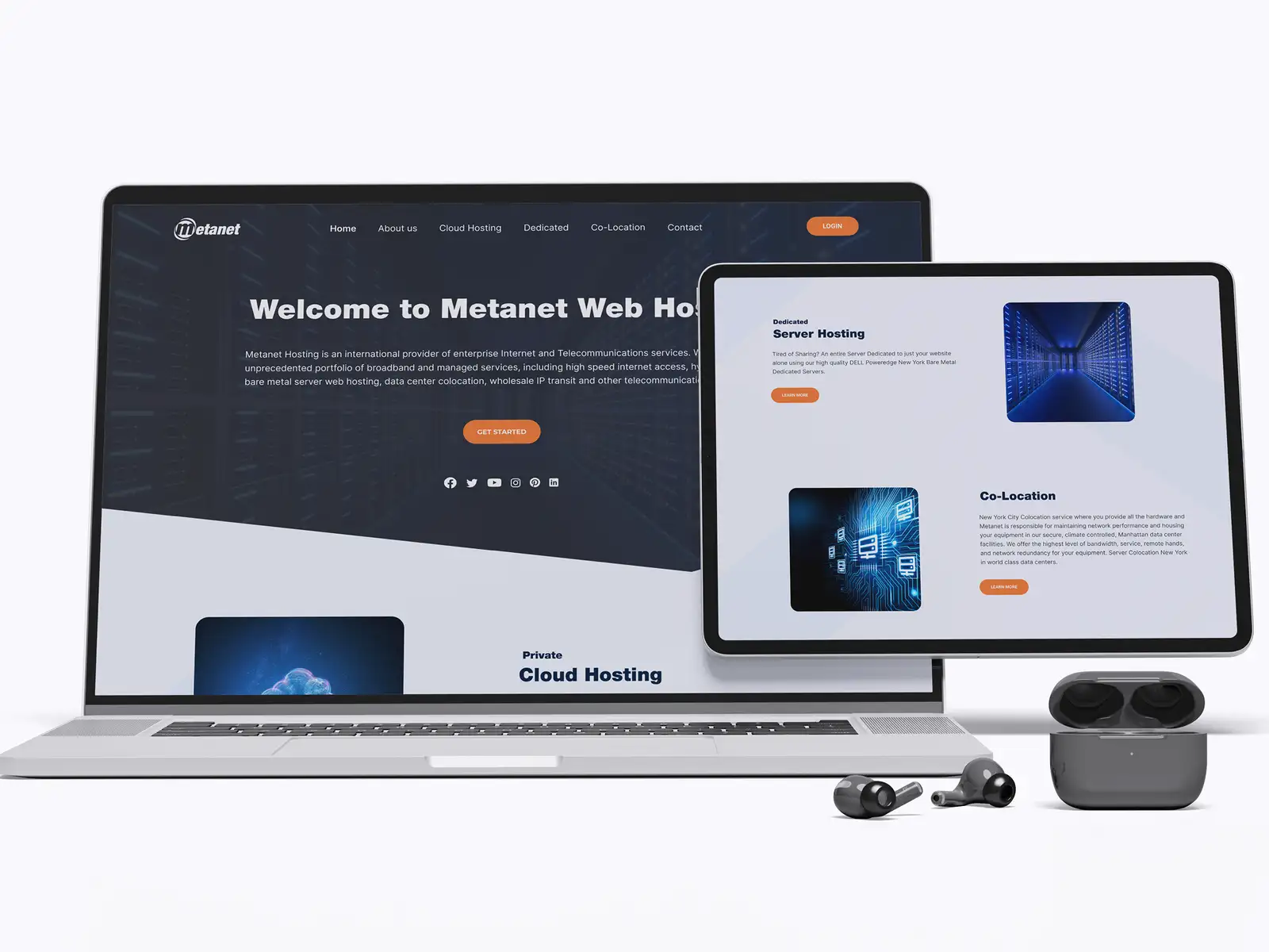 FRPROTECH website development project for a web hosting company, illustrating how hosting stores a website's files and keeps it online and available to visitors