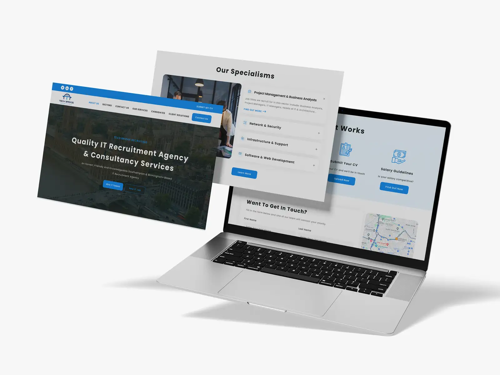 FRPROTECH website development project showing a content-rich business website built on a CMS, where pages and content can be updated without editing code